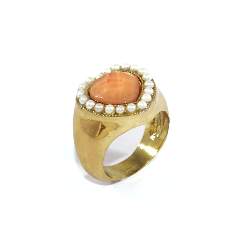 CRYSTAL AND PEARL HEART RING - product image  