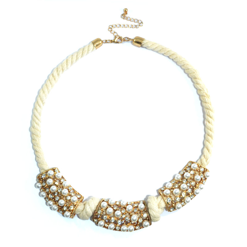 PEARL AND CRYSTAL PENDANT ROPE NECKLACE - product image  
