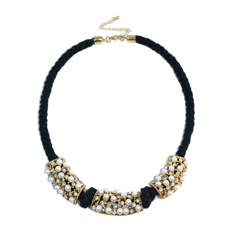 PEARL AND CRYSTAL PENDANT ROPE NECKLACE - product image  