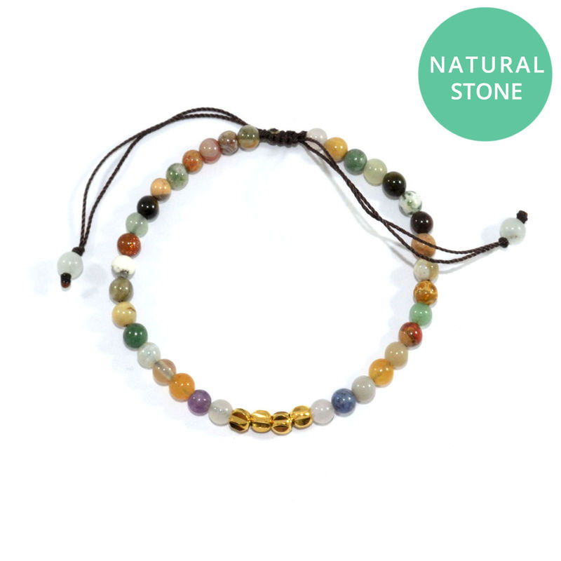 NATURAL STONE WITH 24K GOLD PLATED BEADS BRACELET - product image  