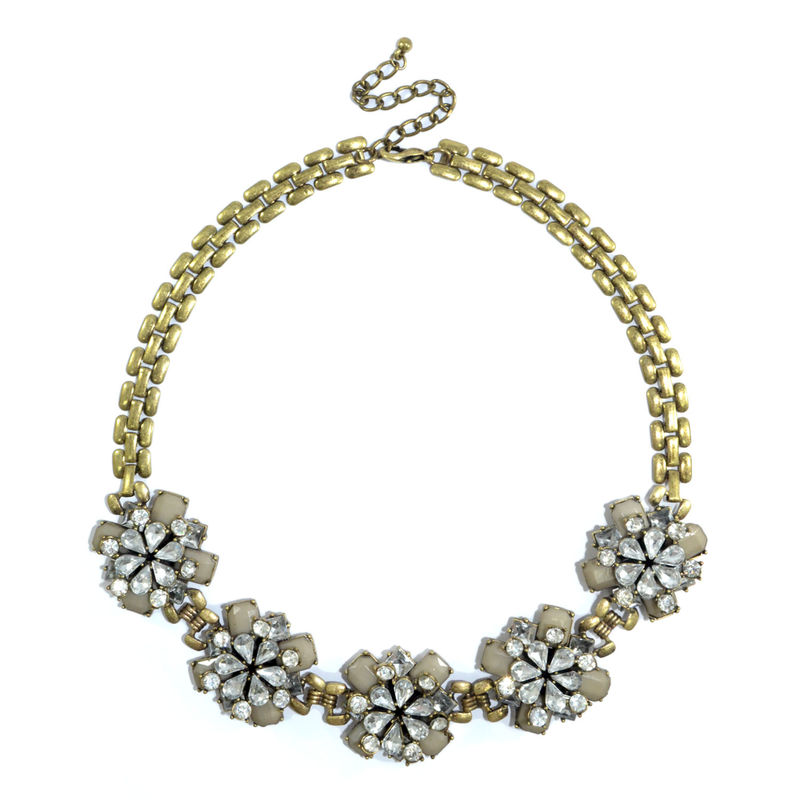 VINTAGE STYLE CRYSTAL FLOWERS NECKLACE - product image  
