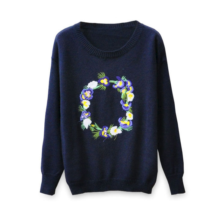 EMBROIDERY FLOWERS KNITTED SWEATER - product image  