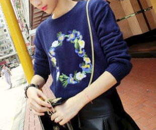 EMBROIDERY FLOWERS KNITTED SWEATER - product image  