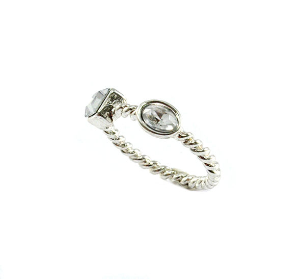 SILVER TONE STRAP WITH CRYSTALS RING - product image  