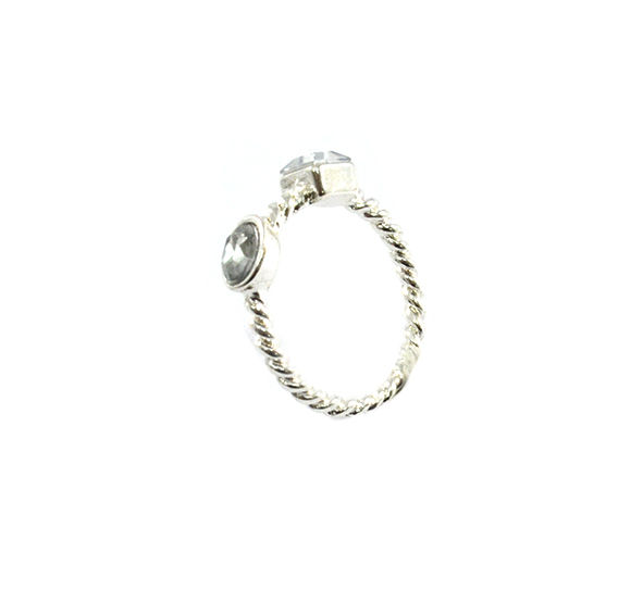 SILVER TONE STRAP WITH CRYSTALS RING - product image  