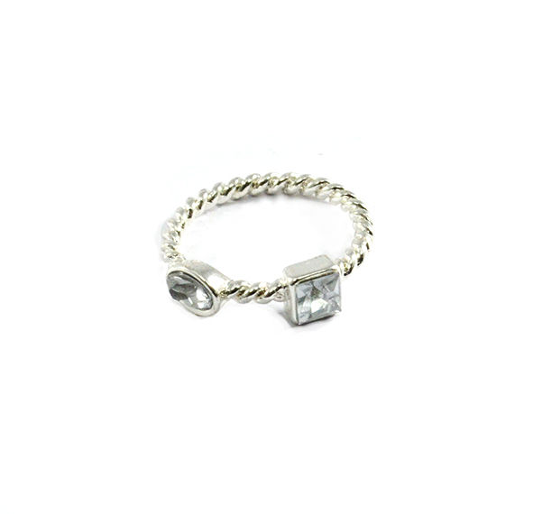 SILVER TONE STRAP WITH CRYSTALS RING - product image  