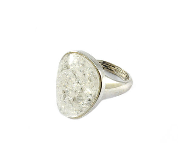 SILVER TONE OVAL CRYSTAL RING - product image  