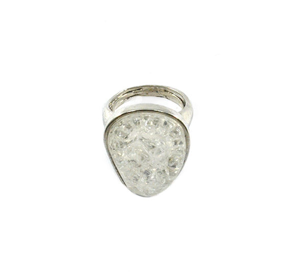 SILVER TONE OVAL CRYSTAL RING - product image  