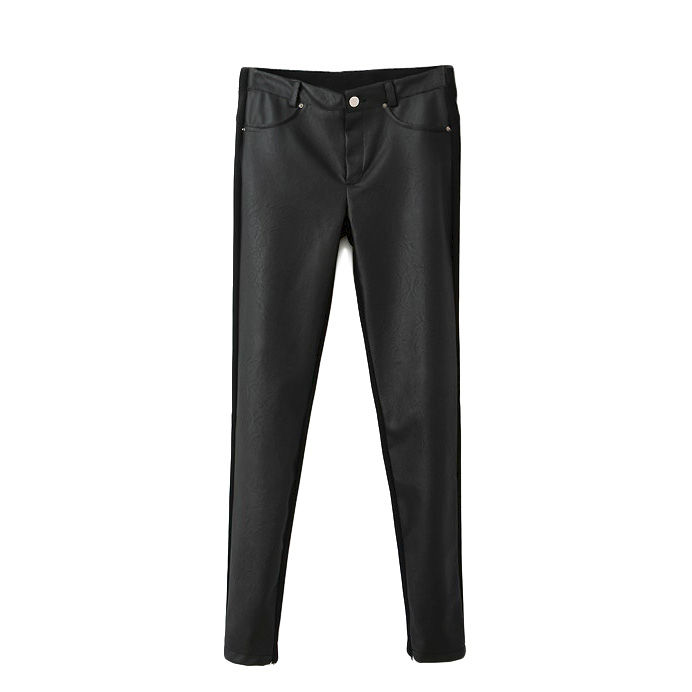 LEATHER PANELLED SKINNY TROUSERS - product image  