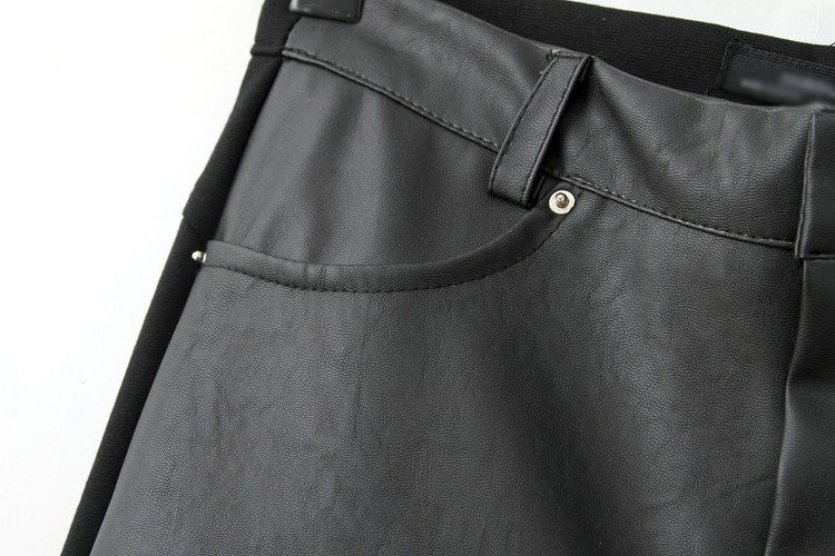 LEATHER PANELLED SKINNY TROUSERS - product image  