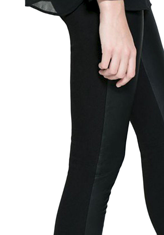 LEATHER PANELLED SKINNY TROUSERS - product image  