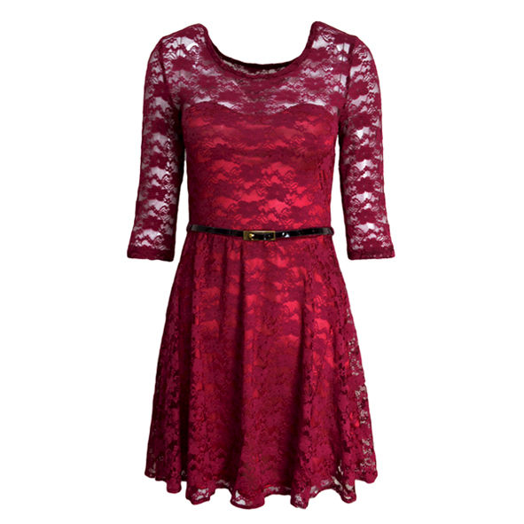 LACE DRESS WITH BELT - product image  