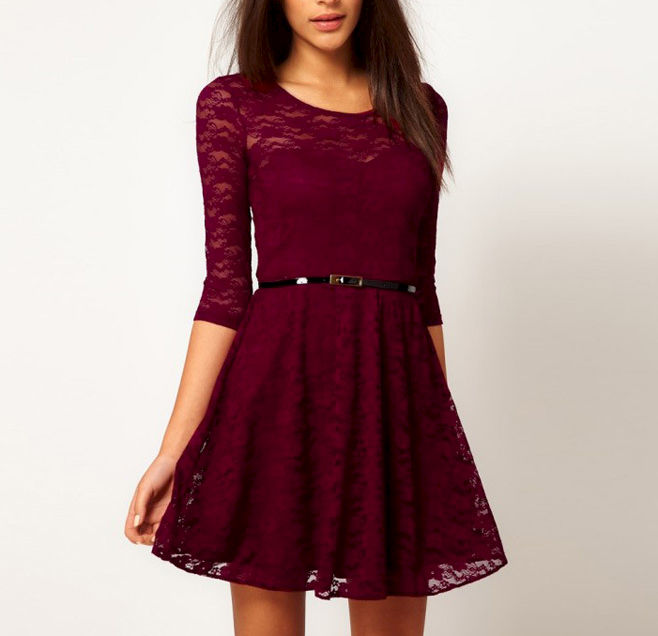 LACE DRESS WITH BELT - product image  