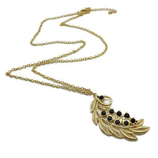 LEAF WITH CRYSTALS NECKLACE - product image  