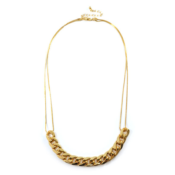GOLD CHAIN LINK BIB NECKLACE - product image  