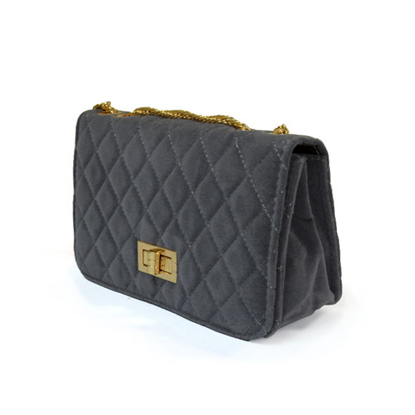 VELVET QUILTED LOCK CROSS BODY BAG - product image  