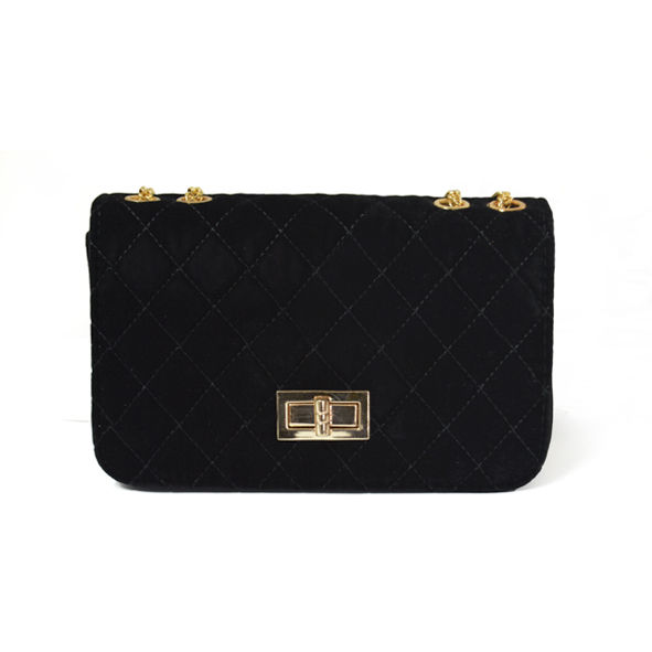 VELVET QUILTED LOCK CROSS BODY BAG - product image  
