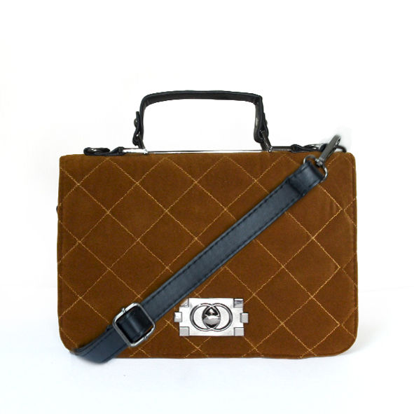 VELVET QUILT AND LOCK CROSS BODY BAG - product image  