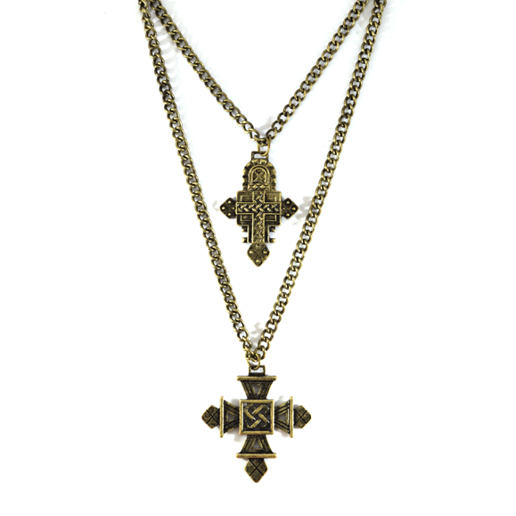 AZTEC PATTERN CROSS NECKLACE - product image  