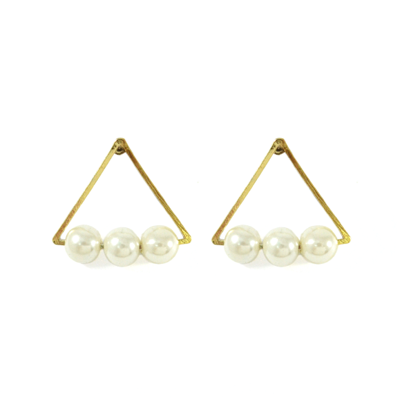TRIANGLE WITH PEARL EARRINGS - product image  