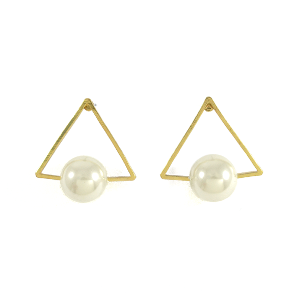 TRIANGLE WITH PEARL EARRINGS - product image  