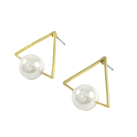 TRIANGLE WITH PEARL EARRINGS - product image  
