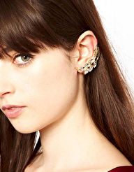 LEAF WITH CRYSTAL EAR CUFF - product image  