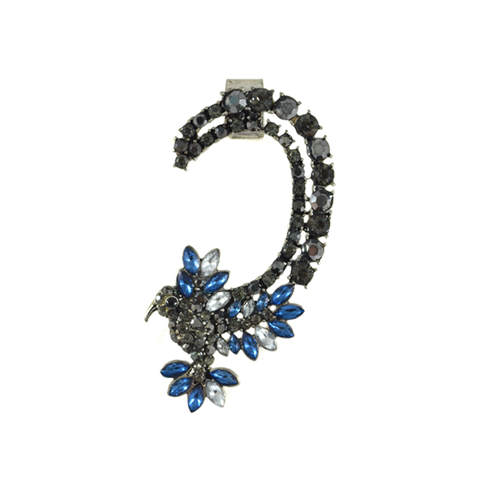 CRYSTAL,LEAF,AND,BIRD,EAR,CUFF,BIRD EAR CUFF, CRYSTAL BIRD EAR CUFF, CRYSTAL BIRD EARRINGS, BLUE CRYSTAL BIRD EAR CUFF,CRYSTAL DECOR EAR CUFF