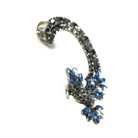 CRYSTAL LEAF AND BIRD EAR CUFF  - product image  