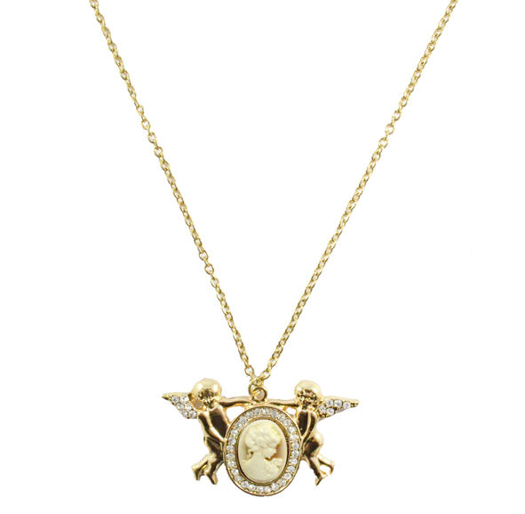 CRYSTAL ANGELS WITH LADY PENDANT NECKLACE - product image  