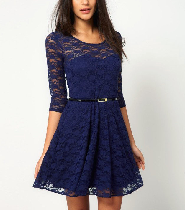 LACE DRESS WITH BELT - product image  
