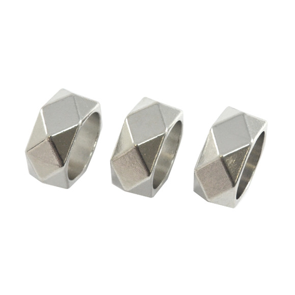 SILVER TONE PYRAMID STUD RING SET - product image  