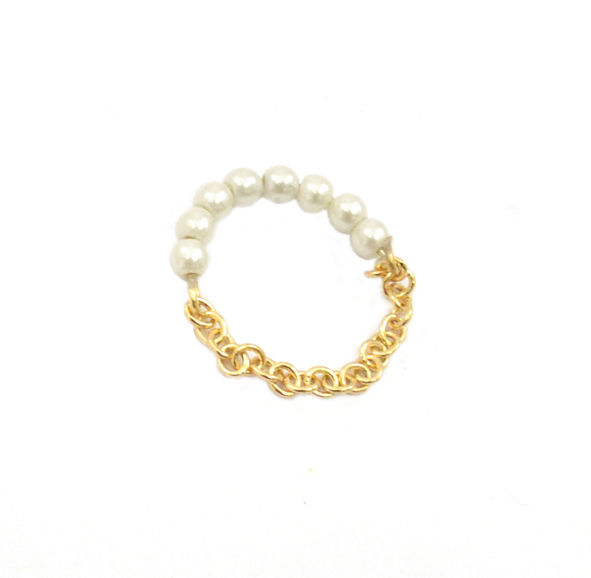 PEARL AND CHAIN RING - product image  