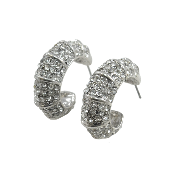 SILVER TONE CRYSTALS GROOVE EARRINGS - product image  