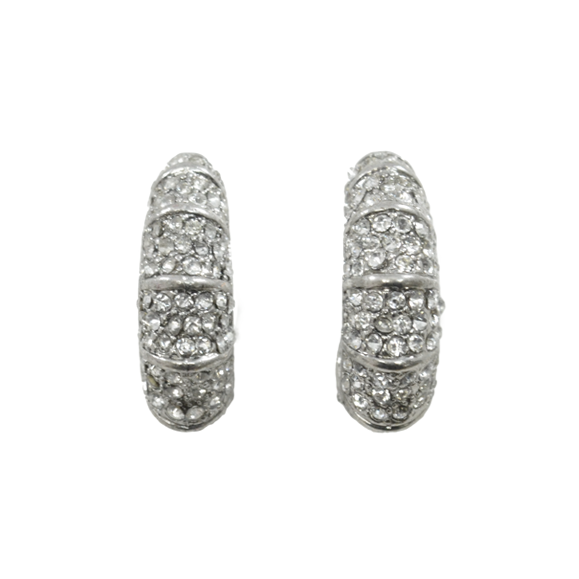 SILVER TONE CRYSTALS GROOVE EARRINGS - product image  