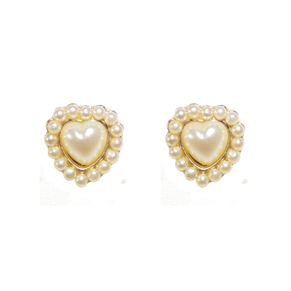 MINI PEARL WITH HEART EAR STUD - product image  