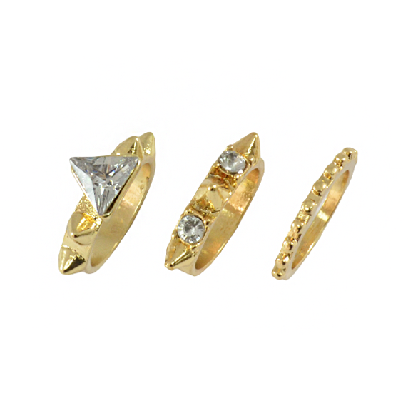 CRYSTAL WITH SPIKE RING SET - product image  