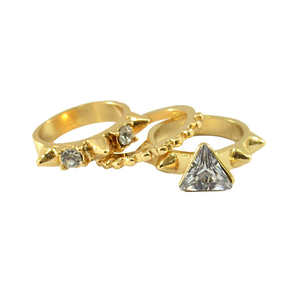 CRYSTAL WITH SPIKE RING SET - product image  