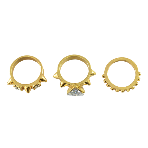 CRYSTAL WITH SPIKE RING SET - product image  