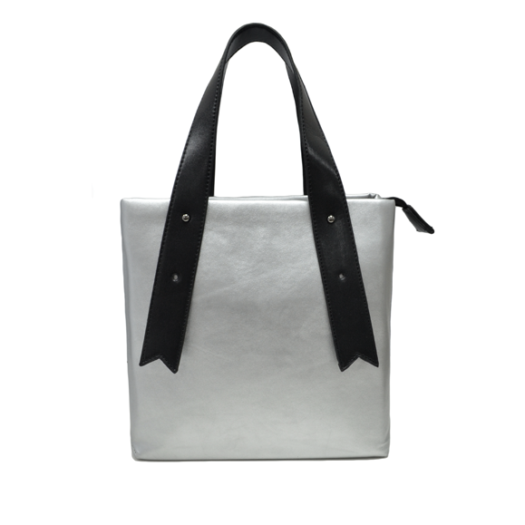 SILVER LEATHER SHOPPING BAG - product image  