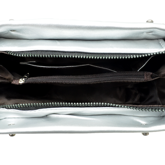 SILVER LEATHER SHOPPING BAG - product image  