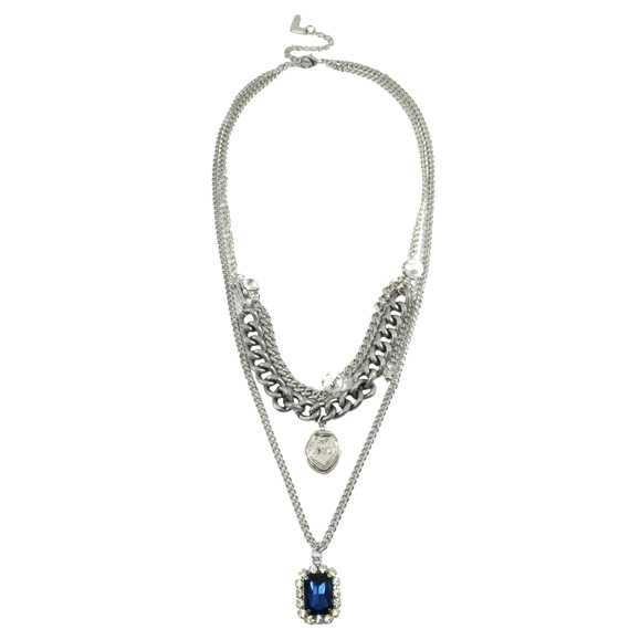 MULTI CHAIN WITH PEARL AND CHARM NECKLACE - product image  