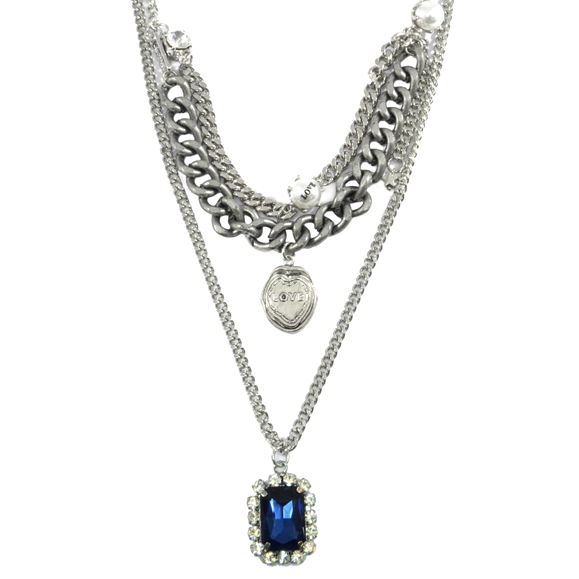 MULTI CHAIN WITH PEARL AND CHARM NECKLACE - product image  