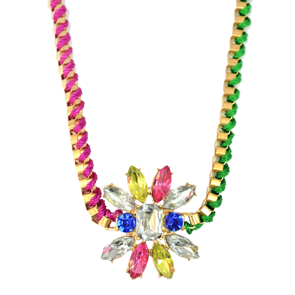 CRYSTAL FLORAL CHARM NECKLACE - product image  