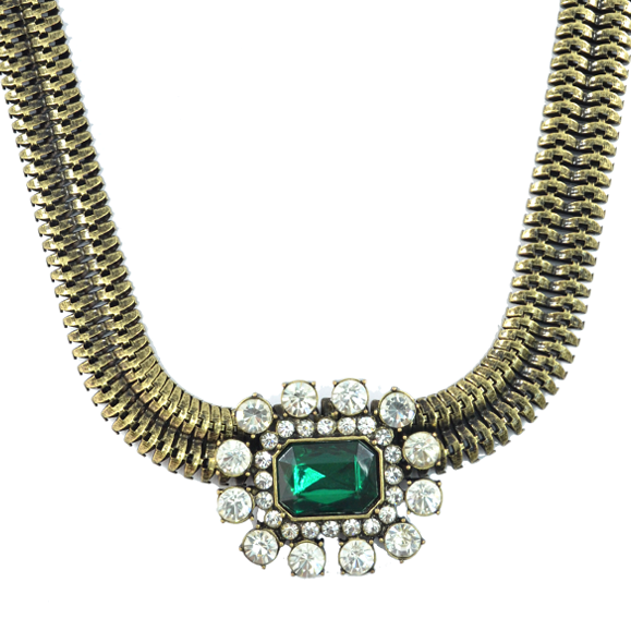FLAT CHAIN WITH LARGE CRYSTAL NECKLACE - product image  