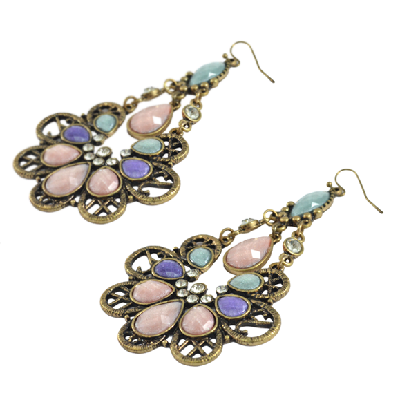 CRYSTAL FLORAL DROP EARRINGS - product image  
