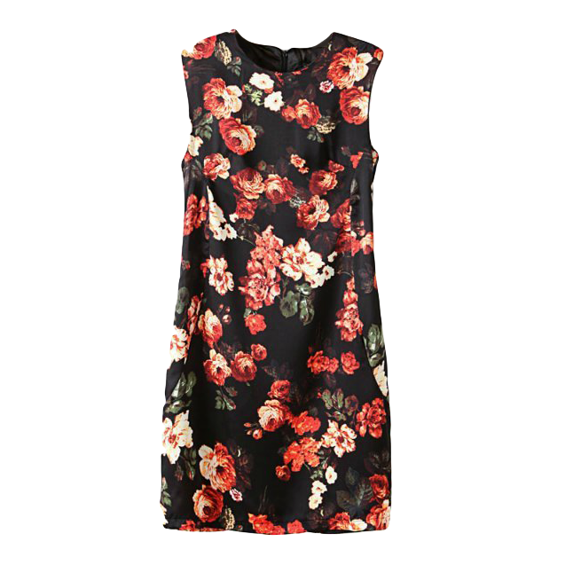 SLIM FLORAL SLEEVELESS DRESS - product image  
