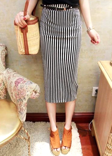 STRIPE SKIRT WITH BELT - product image  