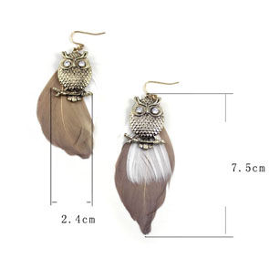 OWL WITH FEATHERS EARRINGS - product image  