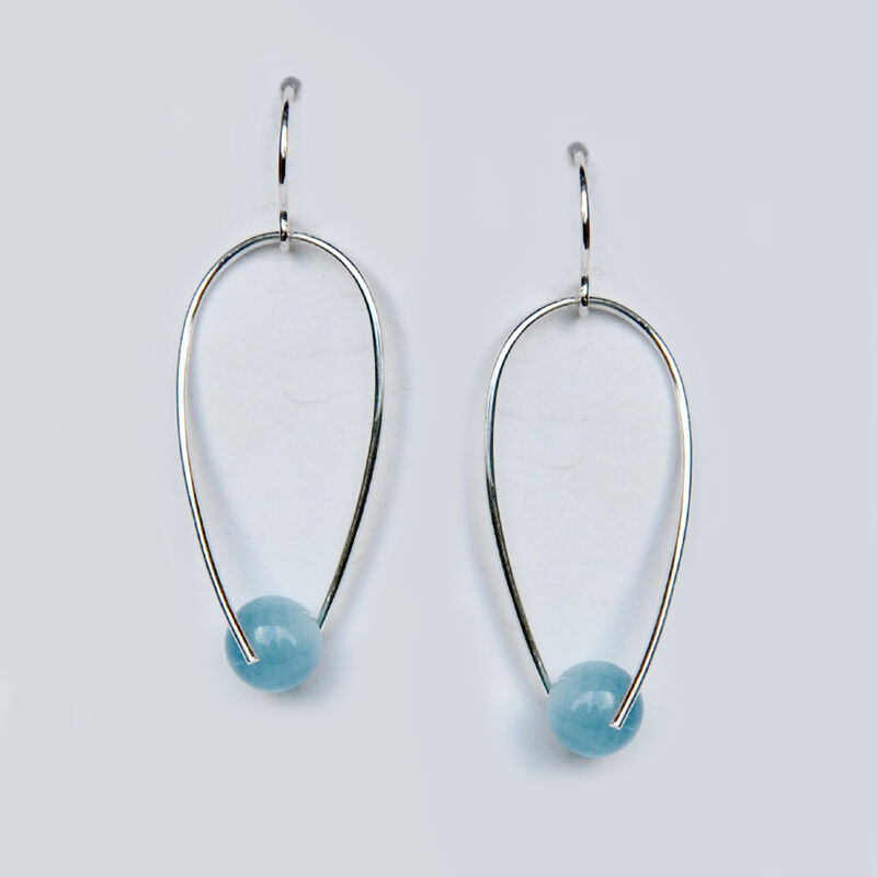 Silhouette teardrop hoops silver with aquamarine - product images  of 